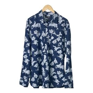 Banana Republic Camden fit floral Shirt indigo denim Explosion L Tall